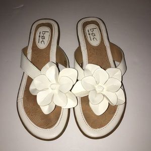 Pearl White Flower Flip Flops